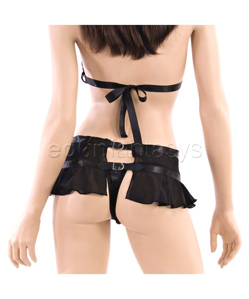 Fetish femme black bra and skirt set