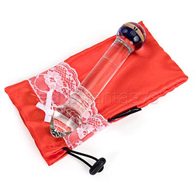 Flowered tickle tip head G spot glass dildo wand