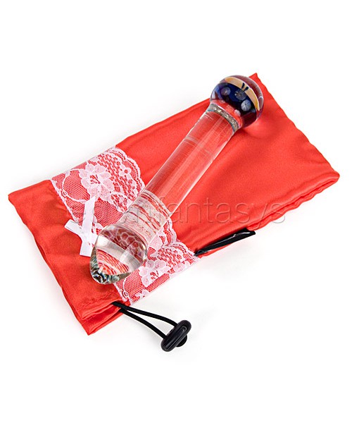 Flowered tickle tip head G-spot glass dildo wand