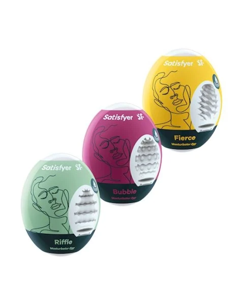 Satisfyer Masturbator Eggs Set Of 3 Riffle Bubble Fierce