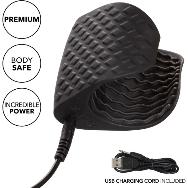Boundless Grip Silicone Stroker Pulsating Penis Masturbator By CalExotics - Black