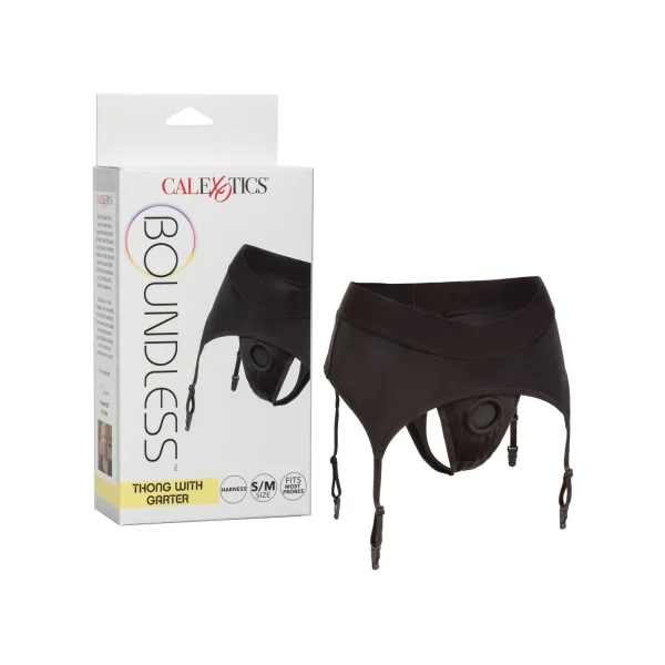 Boundless Thong With Garter - S-m - Black