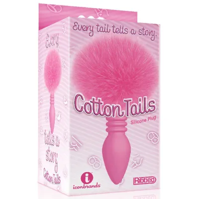The 9 s Cottontails Ribbed Pink Pink Butt Plug with Bunny Tail