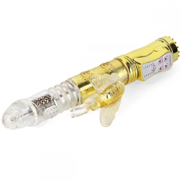 Cherry Banana Butterfly Lover Thrusting 42 Function Rechargeable Gold Vibrator