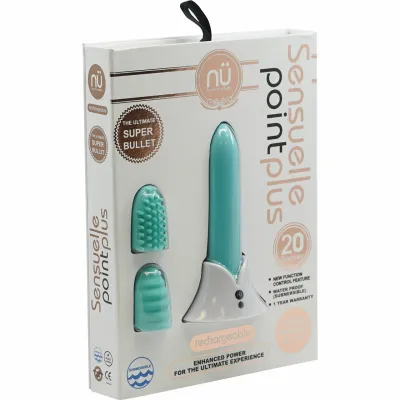 Point Plus 20 Function Silicone Bullet Vibrator With Textured Tips By Nu Sensuelle Teal