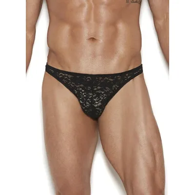 Men s Black Lace Thong