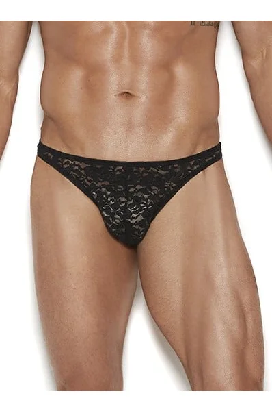 Men's Black Lace Thong