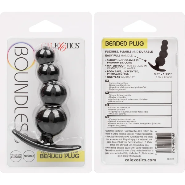 Boundless Beaded Plug Silicone Butt Plug By CalExotics - Black — image 9 of 15