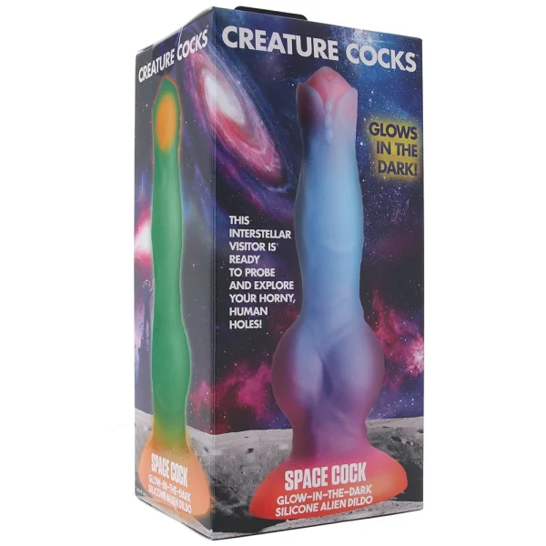 Space Cock Glow-in-The-Dark Alien 8.5" Silicone Suction Cup Dildo By Creature Cocks