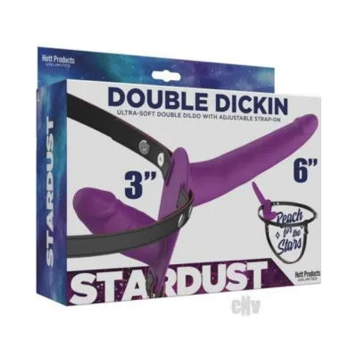 Stardust Double Dickin Dual function Strap on With Harness Silicone Purple