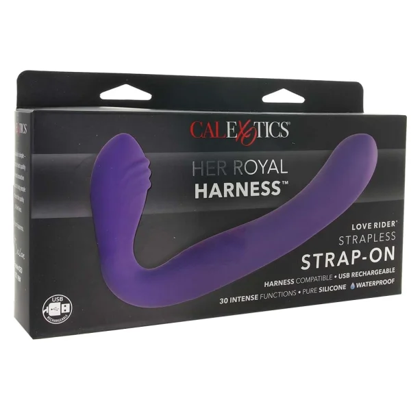CalExotics Rechargeable Silicone Love Rider Strapless Strap-On - Purple