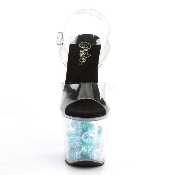 7 inches Heel, 3 1/4 inches PF Ankle Strap Sandal w/ UV Sequin Ball — image 6 of 8