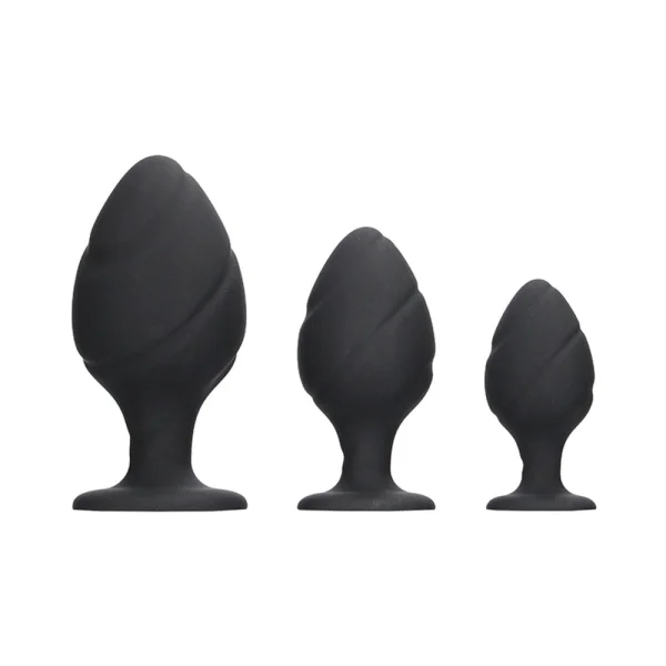 Ouch Swirled Butt Plug Set Black — image 4 of 5