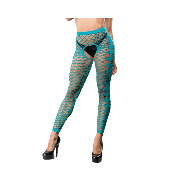 Turquoise Crotchless Side Panel Legging — image 4 of 9