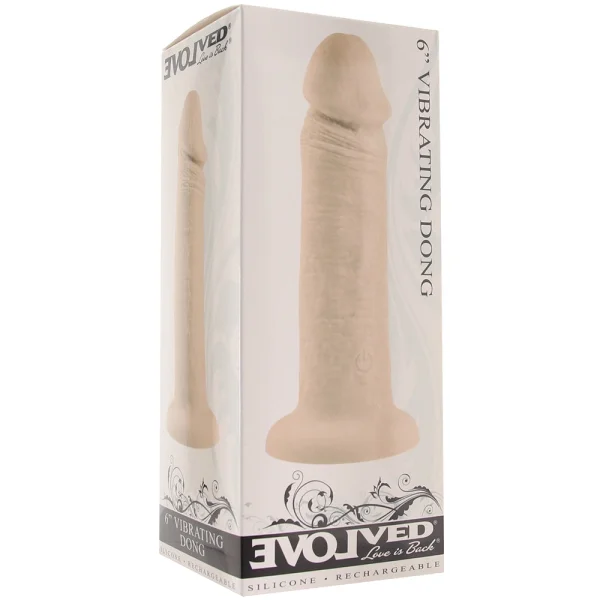 Vibrating Rechargeable Waterproof 6" Silicone Suction Cup Dildo By Evolved Novelties - Vanilla