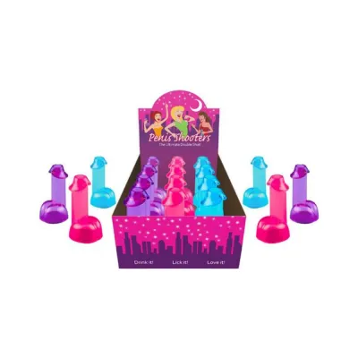 Penis Shooters Double Shot Glasses Assorted Colors 12 Each Per Display