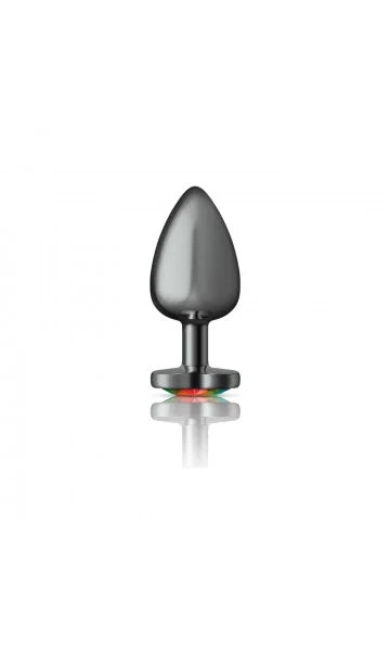 Cheeky Charms Gunmetal Grey Butt Plug with Rainbow Heart Gem — image 6 of 8