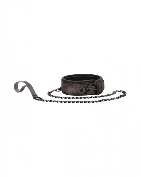 Ouch - Elegant Collar With Leash - Dark Grey