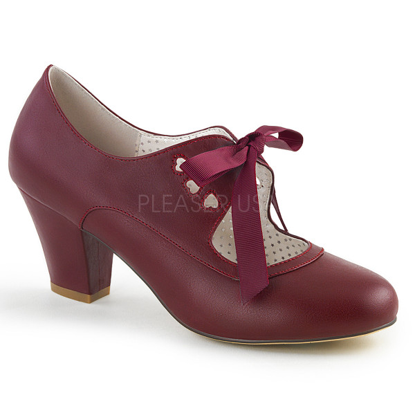 2 1/2 inches Cuben Heel Mary Jane Pump W/ Ribbon Tie