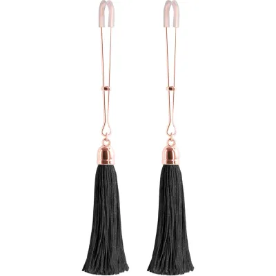 Bound Adjustable T1 Tassel Nipple Clamps by NS Novelties Rose Gold Black