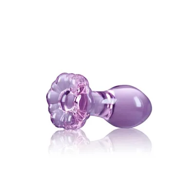 Crystal Flower Butt Plug Purple 3 5 Inch