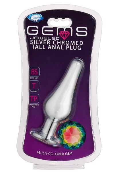 Cloud 9 Novelties Gems Silver Chrome Tall  Plug - Small