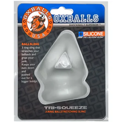 Tri Squeeze Cocksling Ballstretcher Clear Ice