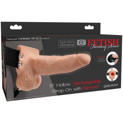 6 Hollow Vibrating Strap On Remote