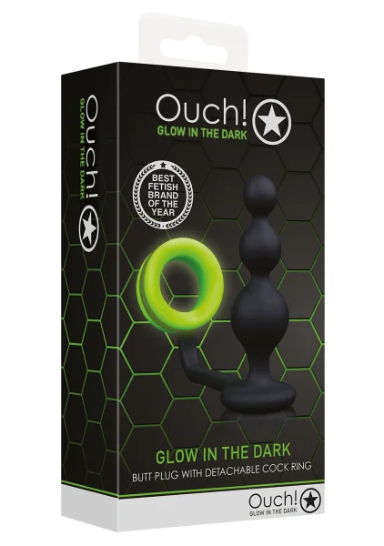 Ouch! Beaded Butt Plug with Glow in the Dark Cock Ring — image 4 of 4