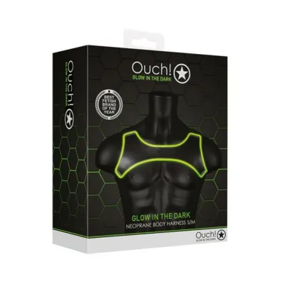 Ouch Glow Neoprene Harness Glow In The Dark Green S m