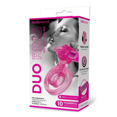 Bodywand Rechargeable Duo Ring With Clit Tickler Pink