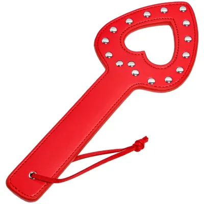 Bondara Tough Love Red PU Studded Heart Paddle 11 5 Inch
