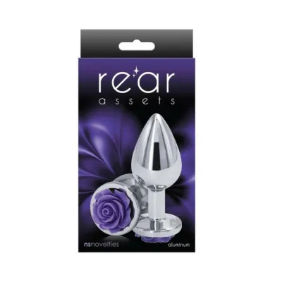 Rear Assets Rose Anal Plug Medium Purple