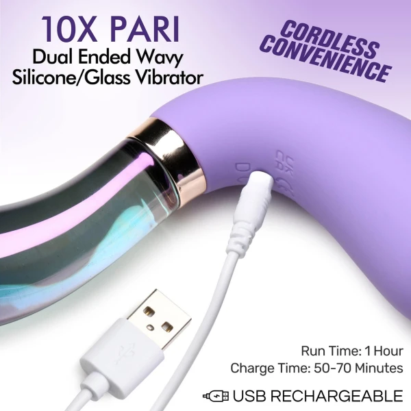 Prisms Pari Dual Ended Wavy Silicone and Glass Vibe
