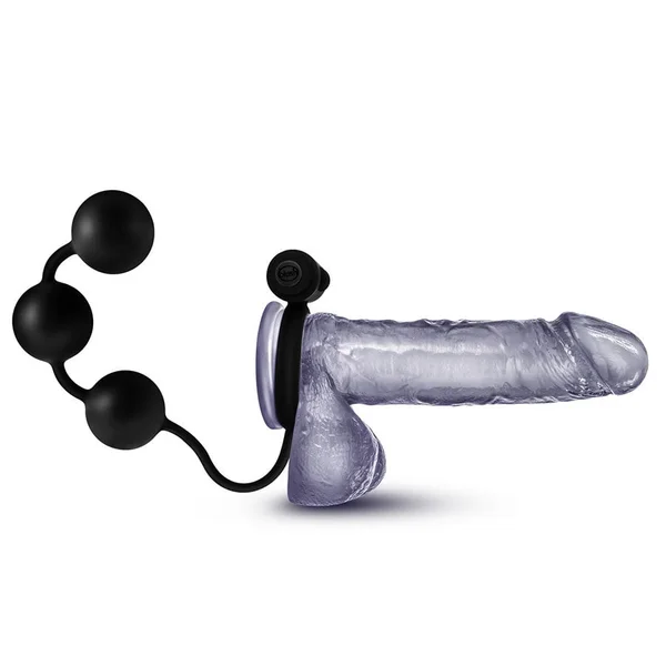 Anal Adventures Platinum Silicone Anal Beads with Vibrating Cock Ring by Blush Novelties — image 3 of 7