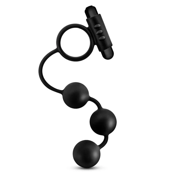 Anal Adventures Platinum Silicone Anal Beads with Vibrating Cock Ring by Blush Novelties — image 2 of 7