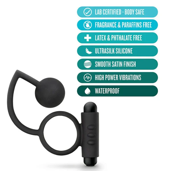 Anal Adventures Platinum Silicone Anal Ball with Vibrating Cock Ring by Blush Novelties — image 4 of 4