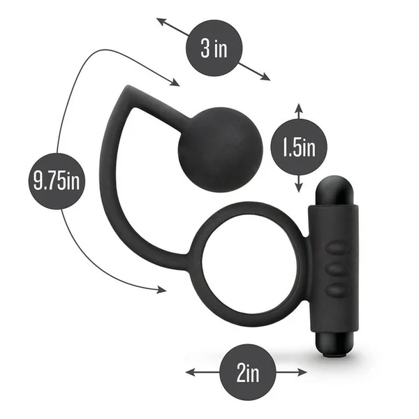 Anal Adventures Platinum Silicone Anal Ball with Vibrating Cock Ring by Blush Novelties — image 3 of 4