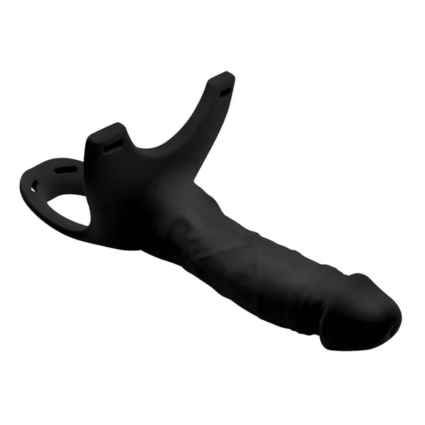 6 Inch Realistic Hollow Black Silicone Strap On for Men by Size Matters — image 3 of 9