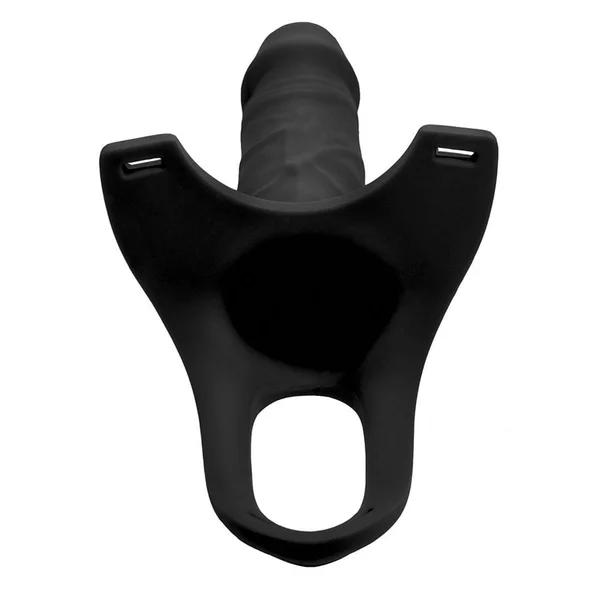 6 Inch Realistic Hollow Black Silicone Strap On for Men by Size Matters — image 4 of 9