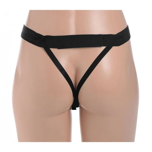 6 Inch Realistic Hollow Black Silicone Strap On for Men by Size Matters — image 5 of 9