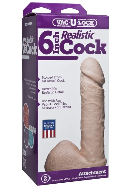 Doc Johnson Vac-U-Lock 6" Realistic Cock - Vanilla
