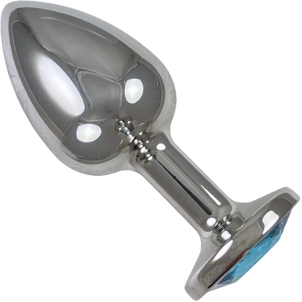 Pretty Plugs Aqua Crystal And Stainless Steel Butt Plug - Medium