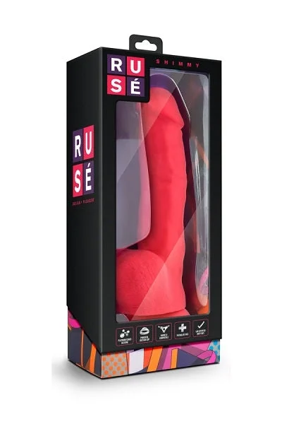 Ruse Shimmy Silicone Suction Cup Dildo by Blush Novelties - Cerise