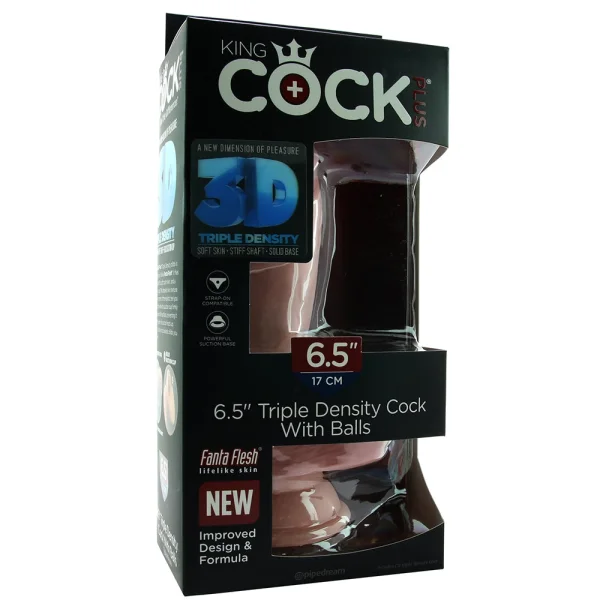 King Cock Plus 6.5" Triple Density Cock With Balls & Suction Cup Base - Vanilla