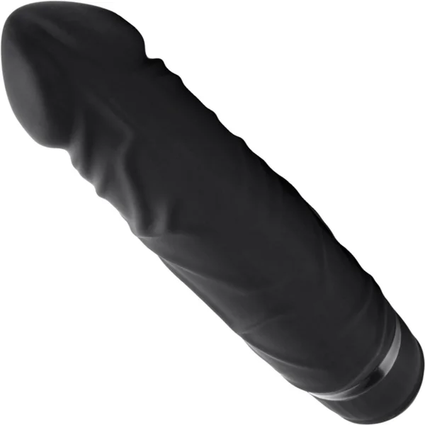 Powercocks Realistic Silicone Waterproof Rechargeable 6.5" Vibrator - Black