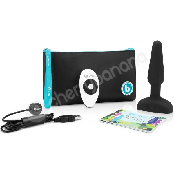 B-vibe Trio Plug Black Remote Control Vibrating Butt Plug With Case