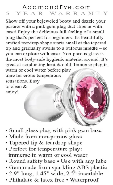 Pink Gem Glass Plug - Small - Pink