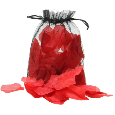 Night of Romance Satin Cuffs With Rose Petals 6pc Bedsreader Set