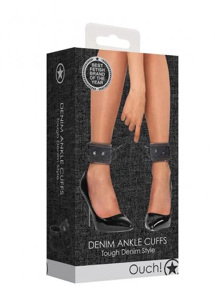Denim Ankle Cuffs - Roughend Denim Style - Black
